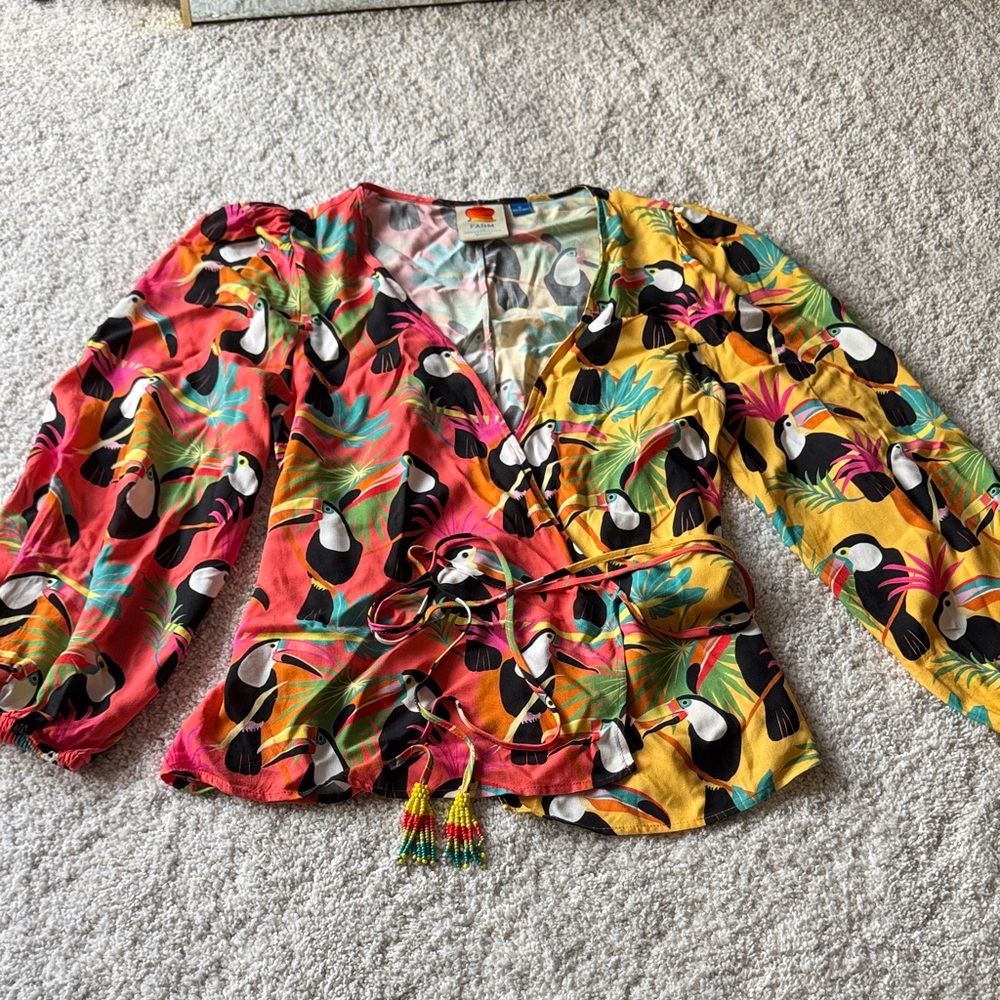 FARM Rio Multicolor Toucan Print Blouse